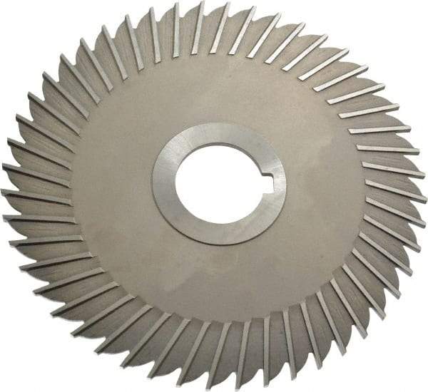 Made in USA - 6" Blade Diam x 1/8" Blade Thickness, 1-1/4" Hole, 48 Teeth, High Speed Steel Side Chip Saw - Straight Tooth, Arbor Connection, Right Hand Cut, Uncoated, with Keyway - USA Tool & Supply