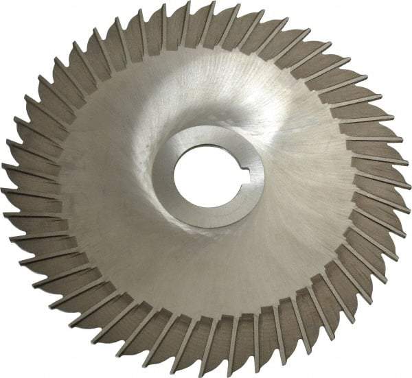 Made in USA - 6" Blade Diam x 3/32" Blade Thickness, 1" Hole, 48 Teeth, High Speed Steel Side Chip Saw - Straight Tooth, Arbor Connection, Right Hand Cut, Uncoated, with Keyway - USA Tool & Supply