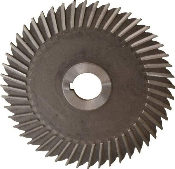 Made in USA - 6" Blade Diam x 3/16" Blade Thickness, 1" Hole, 48 Teeth, High Speed Steel Side Chip Saw - Straight Tooth, Arbor Connection, Right Hand Cut, Uncoated, with Keyway - USA Tool & Supply