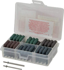 Made in USA - 102 Piece Rubberized Abrasive Point Set - Includes 2 Mandrels & 100 Points - USA Tool & Supply