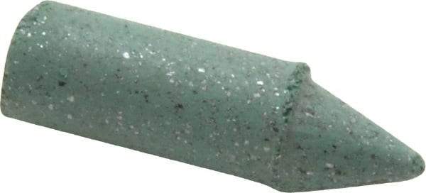 Made in USA - 9/32" Max Diam x 1" Long, Cone, Rubberized Point - Coarse Grade, Silicon Carbide, 1/16" Arbor Hole, Unmounted - USA Tool & Supply