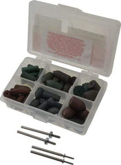 Made in USA - 102 Piece Rubberized Abrasive Point Set - Includes 4 Mandrels & 64 Points - USA Tool & Supply