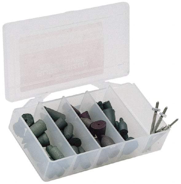 Made in USA - 102 Piece Rubberized Abrasive Point Set - Includes 1/8 Inch Diameter Shank - USA Tool & Supply