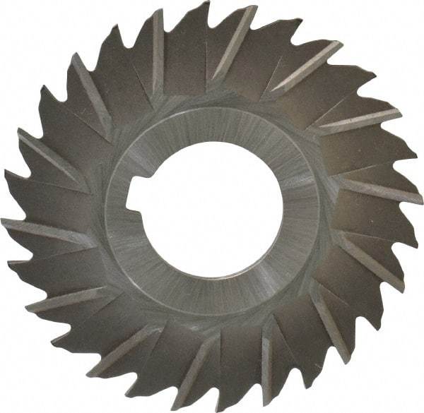 Made in USA - 3" Blade Diam x 5/64" Blade Thickness, 1" Hole, 28 Teeth, High Speed Steel Side Chip Saw - Staggered Tooth, Arbor Connection, Right Hand Cut, Uncoated, with Keyway - USA Tool & Supply