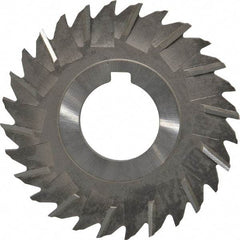 Made in USA - 3" Blade Diam x 1/8" Blade Thickness, 1" Hole, 28 Teeth, High Speed Steel Side Chip Saw - Staggered Tooth, Arbor Connection, Right Hand Cut, Uncoated, with Keyway - USA Tool & Supply