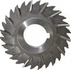 Made in USA - 3" Blade Diam x 5/32" Blade Thickness, 1" Hole, 28 Teeth, High Speed Steel Side Chip Saw - Staggered Tooth, Arbor Connection, Right Hand Cut, Uncoated, with Keyway - USA Tool & Supply