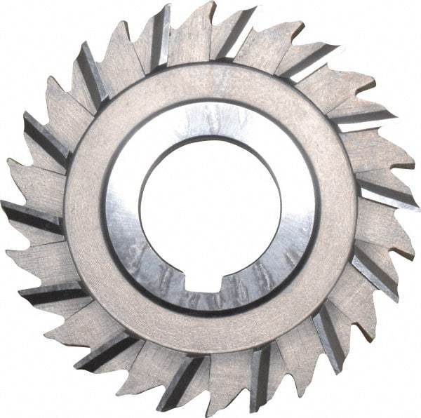 Made in USA - 3" Blade Diam x 1/4" Blade Thickness, 1" Hole, 28 Teeth, High Speed Steel Side Chip Saw - Staggered Tooth, Arbor Connection, Right Hand Cut, Uncoated, with Keyway - USA Tool & Supply