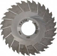 Made in USA - 4" Blade Diam x 1/16" Blade Thickness, 1" Hole, 32 Teeth, High Speed Steel Side Chip Saw - Staggered Tooth, Arbor Connection, Right Hand Cut, Uncoated, with Keyway - USA Tool & Supply