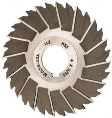 Made in USA - 4" Blade Diam x 3/32" Blade Thickness, 1" Hole, 32 Teeth, High Speed Steel Side Chip Saw - Staggered Tooth, Arbor Connection, Right Hand Cut, Uncoated, with Keyway - USA Tool & Supply