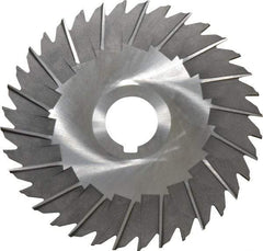 Made in USA - 5" Blade Diam x 3/32" Blade Thickness, 1" Hole, 36 Teeth, High Speed Steel Side Chip Saw - Staggered Tooth, Arbor Connection, Right Hand Cut, Uncoated, with Keyway - USA Tool & Supply