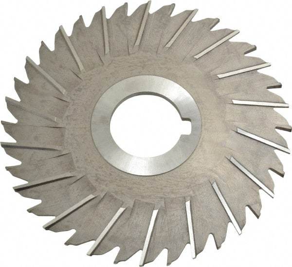 Made in USA - 5" Blade Diam x 1/8" Blade Thickness, 1-1/4" Hole, 36 Teeth, High Speed Steel Side Chip Saw - Staggered Tooth, Arbor Connection, Right Hand Cut, Uncoated - USA Tool & Supply