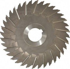 Made in USA - 5" Blade Diam x 1/8" Blade Thickness, 1" Hole, 36 Teeth, High Speed Steel Side Chip Saw - Staggered Tooth, Arbor Connection, Right Hand Cut, Uncoated, with Keyway - USA Tool & Supply