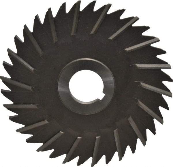 Made in USA - 5" Blade Diam x 3/16" Blade Thickness, 1" Hole, 36 Teeth, High Speed Steel Side Chip Saw - Staggered Tooth, Arbor Connection, Right Hand Cut, Uncoated, with Keyway - USA Tool & Supply