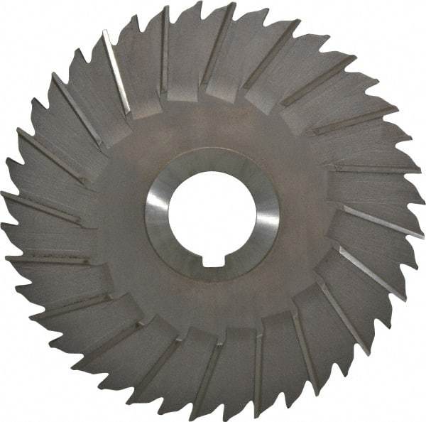 Made in USA - 6" Blade Diam x 5/32" Blade Thickness, 1-1/4" Hole, 40 Teeth, High Speed Steel Side Chip Saw - Staggered Tooth, Arbor Connection, Right Hand Cut, Uncoated, with Keyway - USA Tool & Supply