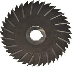 Made in USA - 6" Blade Diam x 3/16" Blade Thickness, 1" Hole, 40 Teeth, High Speed Steel Side Chip Saw - Staggered Tooth, Arbor Connection, Right Hand Cut, Uncoated, with Keyway - USA Tool & Supply