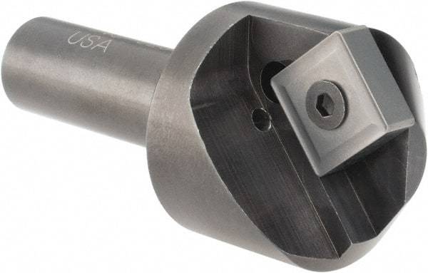 Cutting Tool Technologies - 100° Included Angle, 1.15" Max Cut Diam, 1.15mm Body Diam, 1/2" Shank Diam, 2-3/8" OAL, Indexable Countersink - 0.27" LOC, Square Insert, SNMG 432 Insert Style, Negative Rake, Series NC - USA Tool & Supply