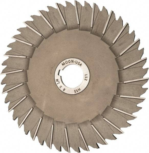 Made in USA - 8" Blade Diam x 1/4" Blade Thickness, 1-1/4" Hole, 48 Teeth, High Speed Steel Side Chip Saw - Staggered Tooth, Arbor Connection, Right Hand Cut, Uncoated, with Keyway - USA Tool & Supply