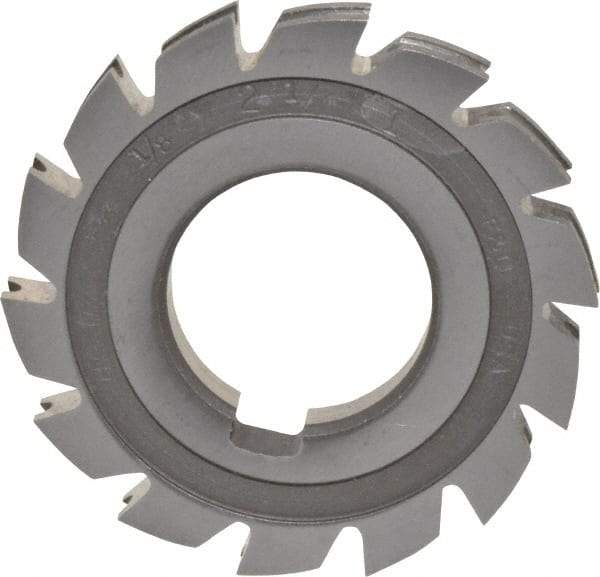 Made in USA - 1/16" Radius, 1/8" Circle Diam, 2-1/4" Diam x 0.26" Wide Cut, High Speed Steel Concave Radius Cutter - 2-1/4" OAL, Arbor Connection, Uncoated, Form Relieved, 10 Teeth - USA Tool & Supply