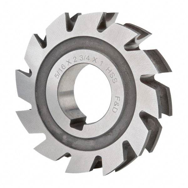 Made in USA - 5/32" Radius, 5/16" Circle Diam, 2-3/4" Diam x 0.572" Wide Cut, High Speed Steel Concave Radius Cutter - 2-3/4" OAL, Arbor Connection, Uncoated, Form Relieved, 10 Teeth - USA Tool & Supply