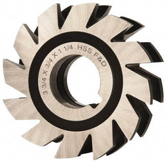 Made in USA - 3/8" Radius, 3/4" Circle Diam, 3-3/4" Diam x 1.197" Wide Cut, High Speed Steel Concave Radius Cutter - 3-3/4" OAL, Arbor Connection, Uncoated, Form Relieved, 10 Teeth - USA Tool & Supply