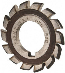 Made in USA - 3/16" Radius, 3/16" Circle Diam, 2-1/4" Cutter Diam, Arbor Connection, Convex Radius Cutter - High Speed Steel, Uncoated, Form Relieved, 14 Teeth - USA Tool & Supply