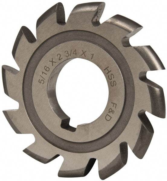 Made in USA - 5/32" Radius, 5/8" Circle Diam, 2-3/4" Cutter Diam, Arbor Connection, Convex Radius Cutter - High Speed Steel, Uncoated, Form Relieved, 12 Teeth - USA Tool & Supply