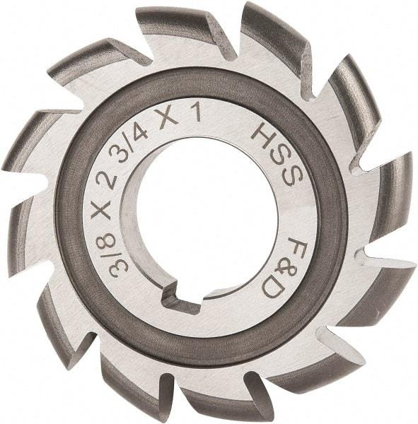 Made in USA - 3/16" Radius, 3/8" Circle Diam, 2-3/4" Cutter Diam, Arbor Connection, Convex Radius Cutter - High Speed Steel, Uncoated, Form Relieved, 12 Teeth - USA Tool & Supply