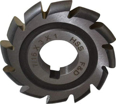 Made in USA - 7/32" Radius, 7/16" Circle Diam, 3" Cutter Diam, Arbor Connection, Convex Radius Cutter - High Speed Steel, Uncoated, Form Relieved, 12 Teeth - USA Tool & Supply