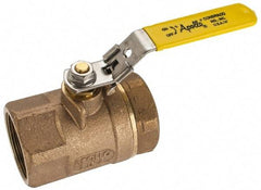 Apollo - 2" Pipe, Standard Port, Bronze Standard Ball Valve - 2 Piece, NPT Ends, Locking Lever Handle, 600 WOG, 150 WSP - USA Tool & Supply