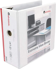 UNIVERSAL - 5" Sheet Capacity, 11 x 8-1/2", View Ring Binder - Vinyl, White - USA Tool & Supply