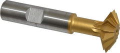 Made in USA - 1° 1" Cut Diam, 5/16" Cut Width, 1/2" Shank, High Speed Steel Double-Angle Cutter - USA Tool & Supply