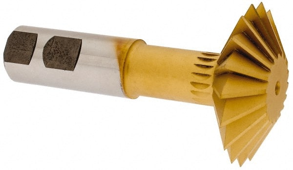 Made in USA - 2-1/4° 2-1/4" Cut Diam, 3/4" Cut Width, 7/8" Shank, High Speed Steel Double-Angle Cutter - USA Tool & Supply