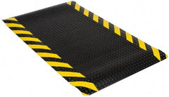 Wearwell - 5' Long x 3' Wide, Dry Environment, Anti-Fatigue Matting - Black with Yellow Chevron Borders, Vinyl with Nitrile Blend Base, Beveled on 4 Sides - USA Tool & Supply