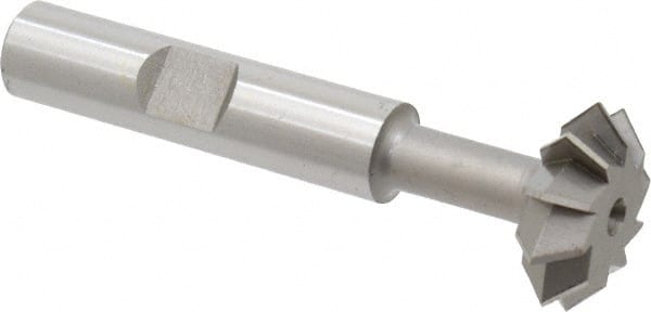 Made in USA - 3/4° 3/4" Cut Diam, 1/4" Cut Width, 3/8" Shank, High Speed Steel Double-Angle Cutter - USA Tool & Supply