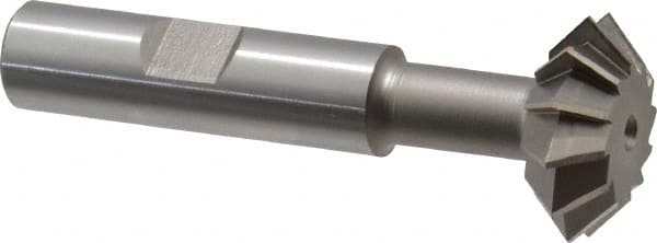 Made in USA - 1° 1" Cut Diam, 3/8" Cut Width, 1/2" Shank, High Speed Steel Double-Angle Cutter - USA Tool & Supply