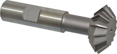 Made in USA - 1-3/8° 1-3/8" Cut Diam, 1/2" Cut Width, 5/8" Shank, High Speed Steel Double-Angle Cutter - USA Tool & Supply