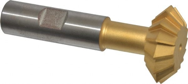 Made in USA - 1-3/8° 1-3/8" Cut Diam, 1/2" Cut Width, 5/8" Shank, High Speed Steel Double-Angle Cutter - USA Tool & Supply