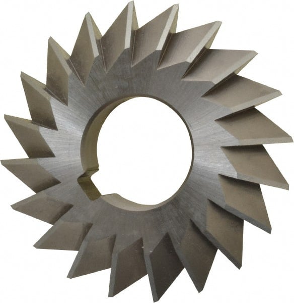 Made in USA - 2-3/4° 2-3/4" Cut Diam, 1/2" Cut Width, 1" Arbor, High Speed Steel Double-Angle Cutter - USA Tool & Supply