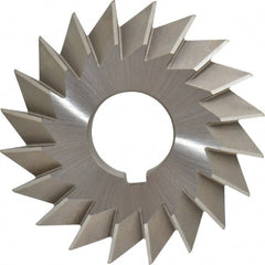 Made in USA - 4° 4" Cut Diam, 3/4" Cut Width, 1-1/4" Arbor, High Speed Steel Double-Angle Cutter - USA Tool & Supply