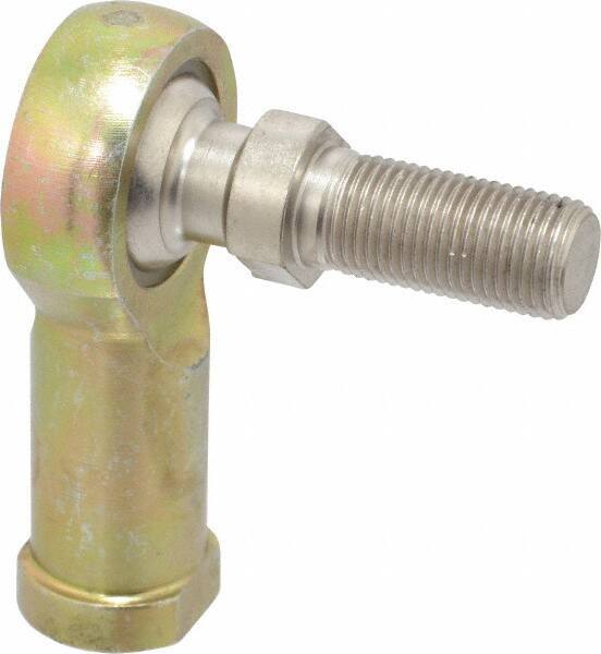 Alinabal - 1/2" ID, 1.3333" Max OD, 6,400 Lb Max Static Cap, Spherical Rod End - 1/2-20 RH, 3/4" Shank Diam, 1-3/16" Shank Length, Steel with Molded Nyloy Raceway - USA Tool & Supply