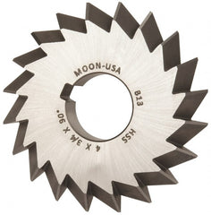 Made in USA - 4° 4" Cut Diam, 3/4" Cut Width, 1-1/4" Arbor, High Speed Steel Double-Angle Cutter - USA Tool & Supply