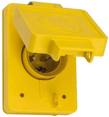 Value Collection - 125 VAC, 20 Amp, 5-20P NEMA, Ungrounded Receptacle - 2 Poles, 3 Wire, Male End, Yellow - USA Tool & Supply