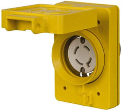 Value Collection - 480 VAC, 20 Amp, L16-20R NEMA, Self Grounding Receptacle - 3 Poles, 3 Wire, Female End, Yellow - USA Tool & Supply