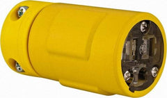 Value Collection - 125 VAC, 15 Amp, 5-15 NEMA, Straight, Ungrounded, Industrial Grade Connector - 2 Pole, 3 Wire, 1 Phase, Rubber, Yellow - USA Tool & Supply