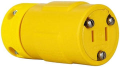 Value Collection - 125 VAC, 15 Amp, 1-15R NEMA, Straight, Ungrounded, Industrial Grade Connector - 2 Pole, 2 Wire, 1 Phase, Rubber, Yellow - USA Tool & Supply