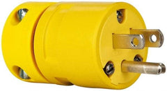 Value Collection - 125 VAC, 15 Amp, 5-15 NEMA, Straight, Ungrounded, Industrial Grade Plug - 2 Pole, 3 Wire, 1 Phase, Rubber, Yellow - USA Tool & Supply
