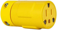 Value Collection - 125 VAC, 15 Amp, 5-15 NEMA, Straight, Ungrounded, Industrial Grade Connector - 2 Pole, 3 Wire, 1 Phase, Rubber, Yellow - USA Tool & Supply