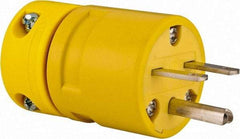 Value Collection - 250 VAC, 15 Amp, 6-16 NEMA, Straight, Ungrounded, Industrial Grade Plug - 2 Pole, 3 Wire, 1 Phase, Rubber, Yellow - USA Tool & Supply