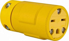 Value Collection - 250 VAC, 15 Amp, 6-15 NEMA, Straight, Ungrounded, Industrial Grade Connector - 2 Pole, 3 Wire, 1 Phase, Rubber, Yellow - USA Tool & Supply