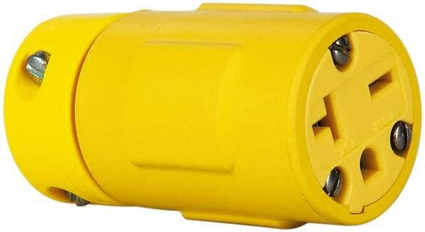 Value Collection - 250 VAC, 20 Amp, 6-20 NEMA, Straight, Ungrounded, Industrial Grade Connector - 2 Pole, 3 Wire, 1 Phase, Rubber, Yellow - USA Tool & Supply